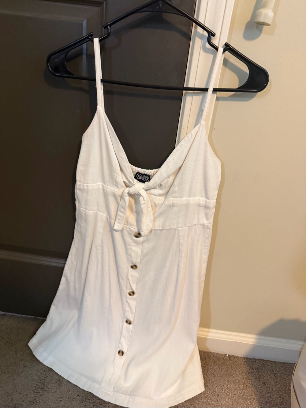 White Tie-Front Button-Down Cami Dress - Women's